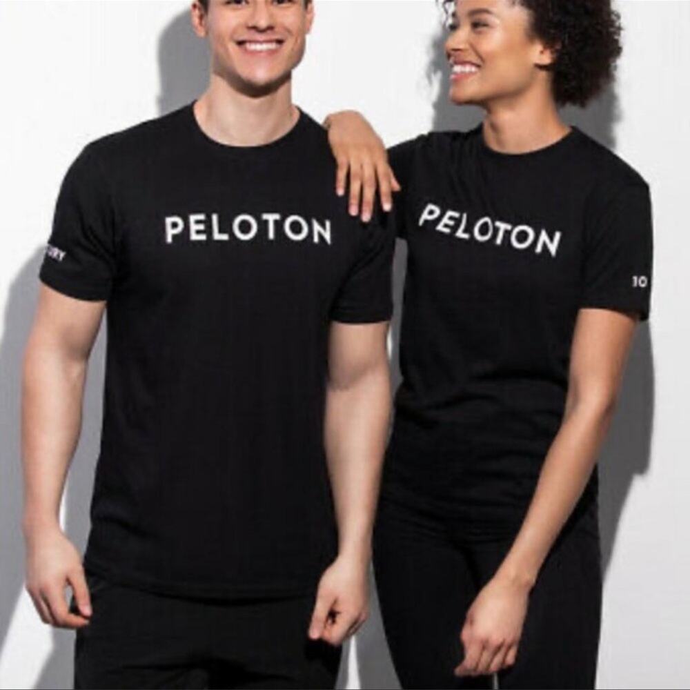 PELOTON Black White Crew Neck Short Sleeve T-Shirt